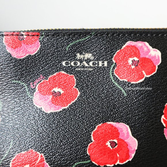 *SOLD* *NEW* COACH FLOWER ZIP WRISTLET - BLACK - Picture 6 of 8